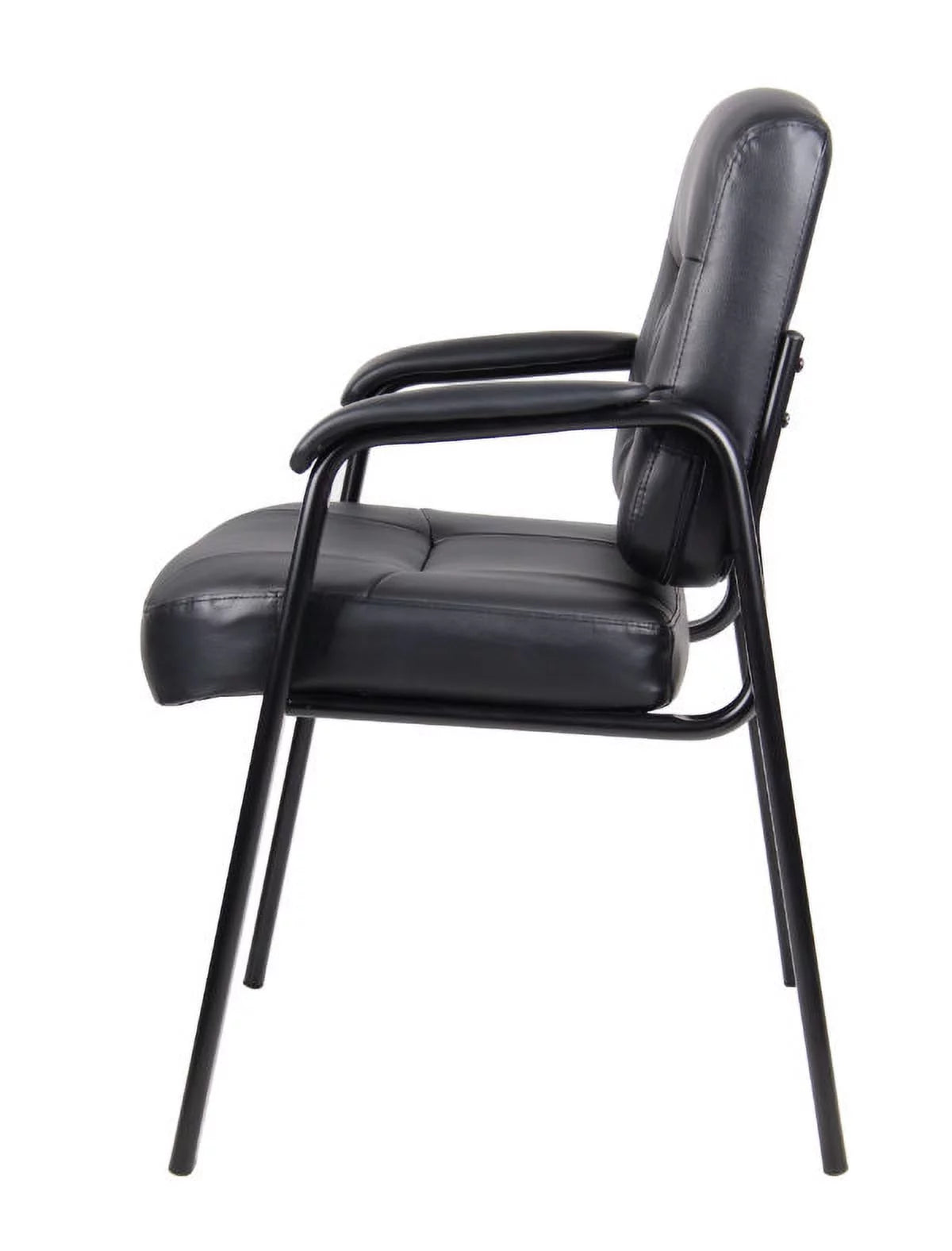 Black Leather Guest Chair with Steel Frame H615