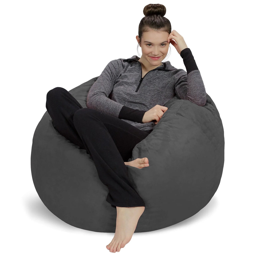 Charcoal 3 ft Memory Foam Microsuede Bean Bag Chair K391
