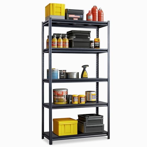 5-Tiers Adjustable Heavy Duty Metal Shelving 2200LBS Black K62192