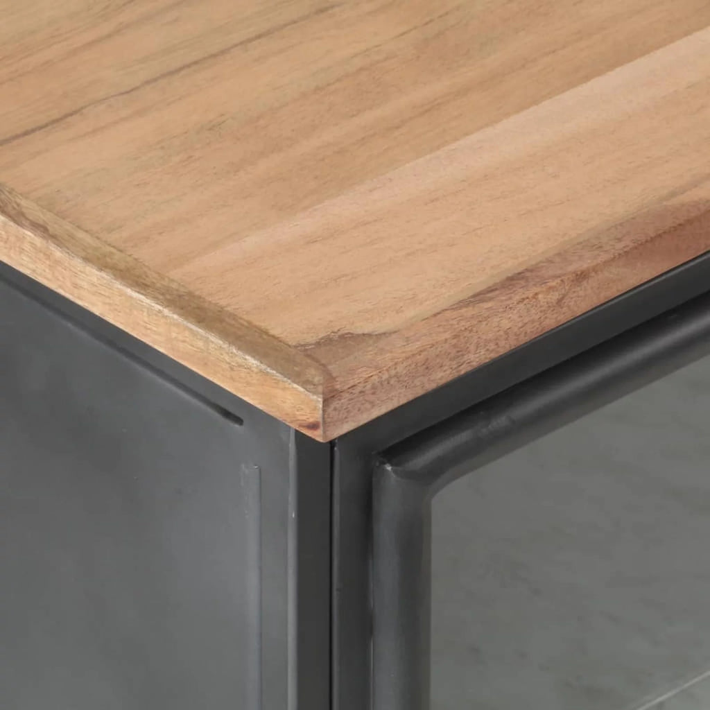 Gray Solid Acacia Wood Bedside Cabinet Z75357
