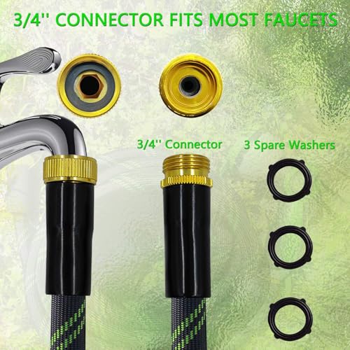 25 FT Non-Expandable Heavy-Duty Water Hose with 10-Function Nozzle G25070