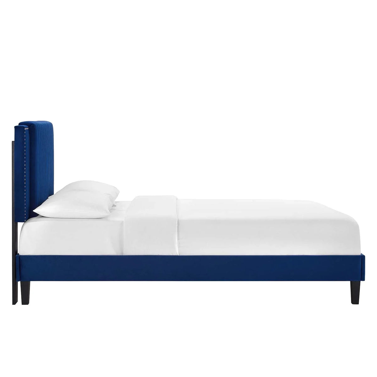 Navy Velvet Twin Platform Bed T74133