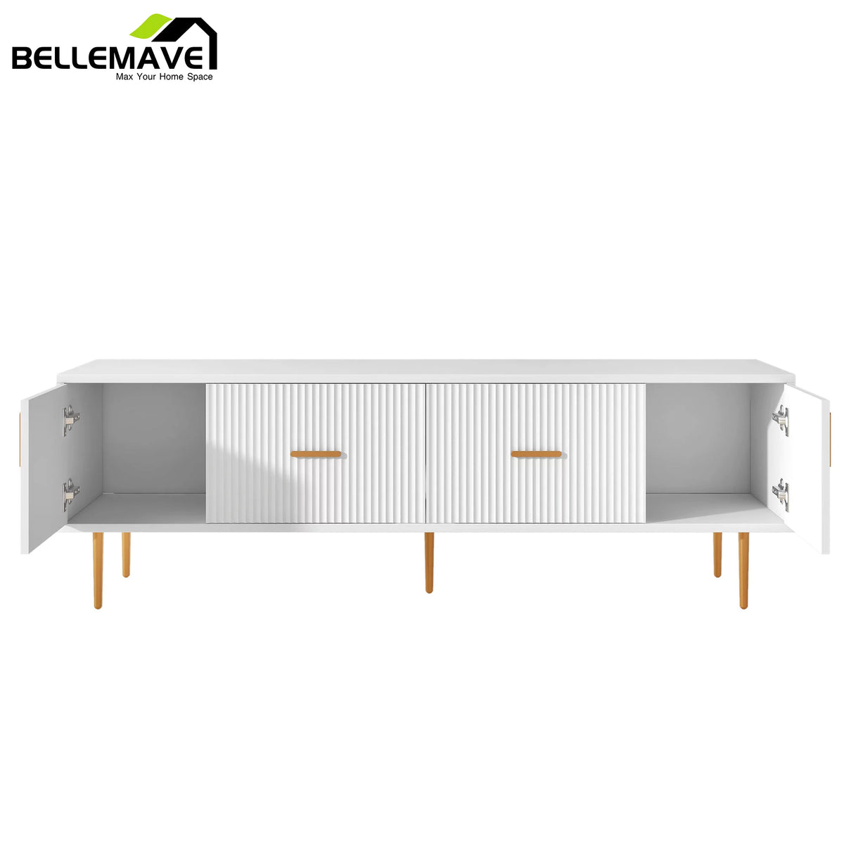 White Wood TV Stand with 2 Drawers and Cabinets W780