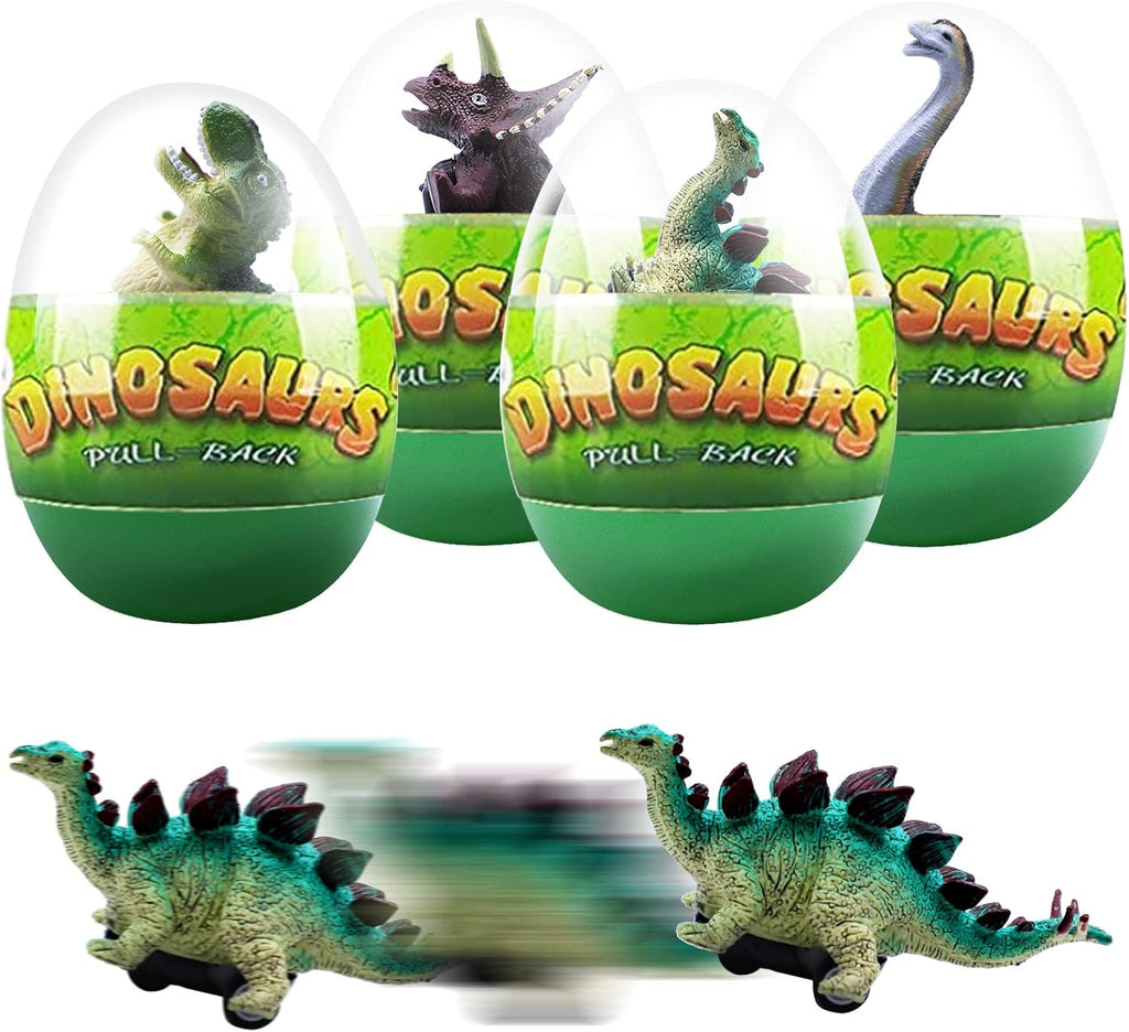 4 Pack Jumbo Prefilled Easter Eggs with Dinosaur Pull Back Cars H50062