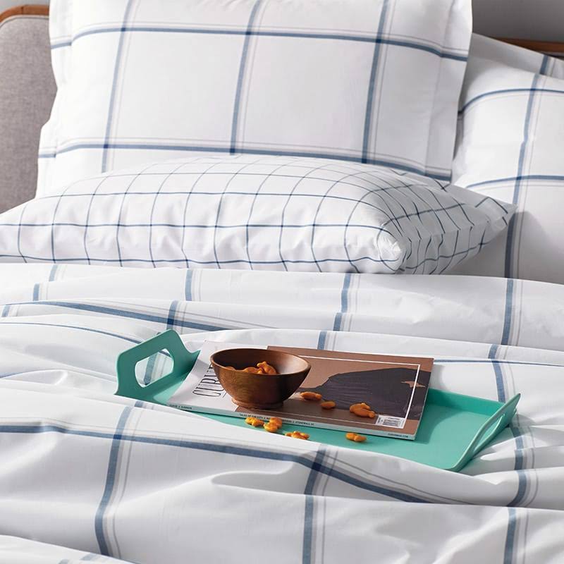 Navy Yarn-Dyed Cotton Percale Twin Duvet Cover Q827206