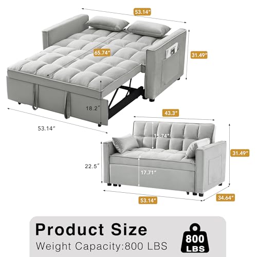 Velvet Convertible Sleeper Sofa Bed I777