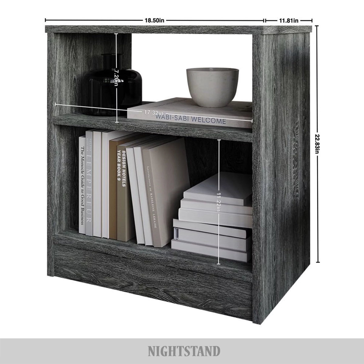 Minimalist Nightstand with Shelf F1480