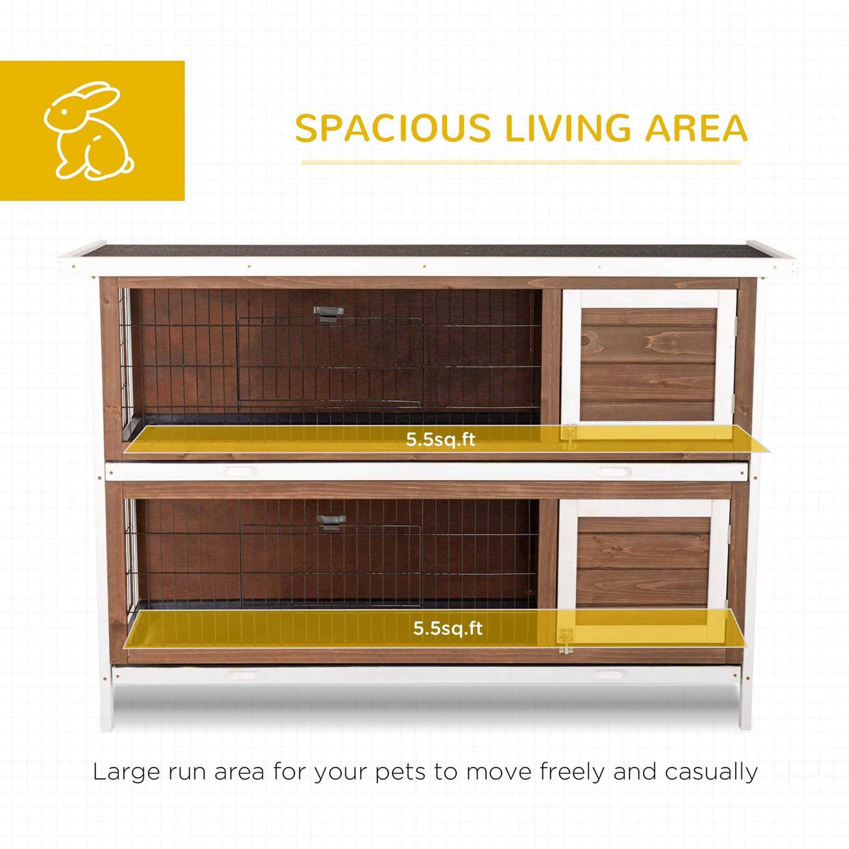 2-Story Wooden Rabbit Hutch with Lockable Doors R337870
