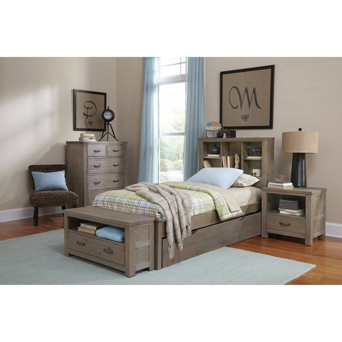 Twin Bookcase Bed with Trundle T4803