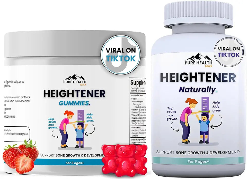 Heightener Capsules + Heightener Gummies with L-Arginine, Calcium E7833