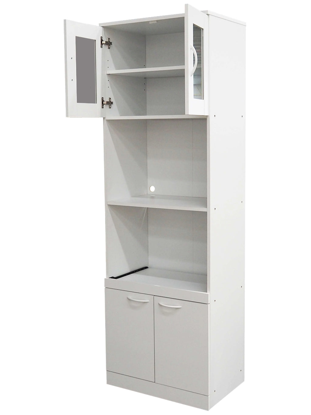 Tall White Kitchen Pantry Microwave Storage Cabinet I529256