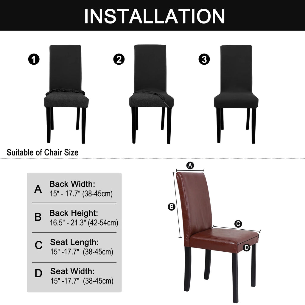 Black Stretch Spandex Dining Chair Covers Set of 4 U80555