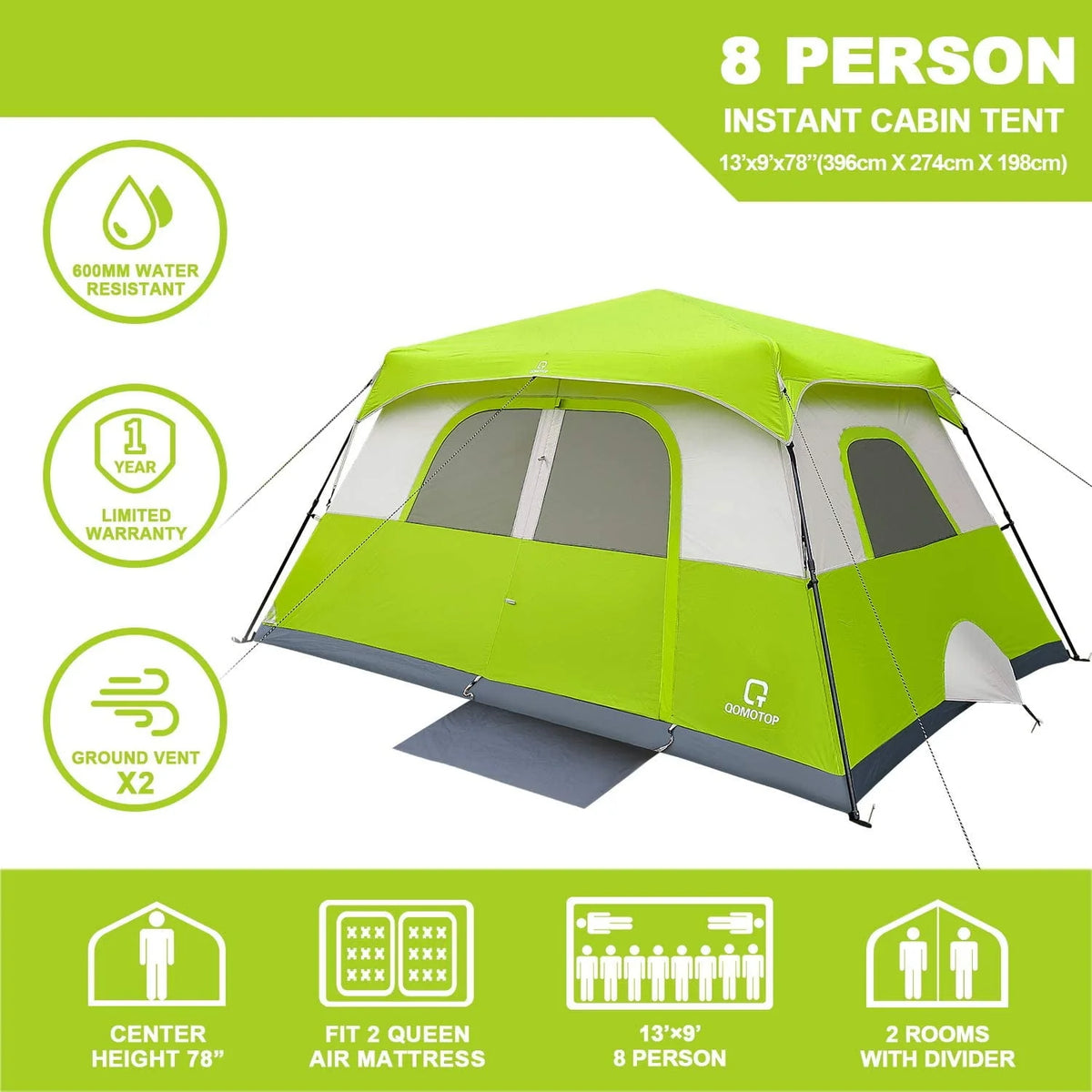 8 Person Instant Waterproof Camping Tent M855