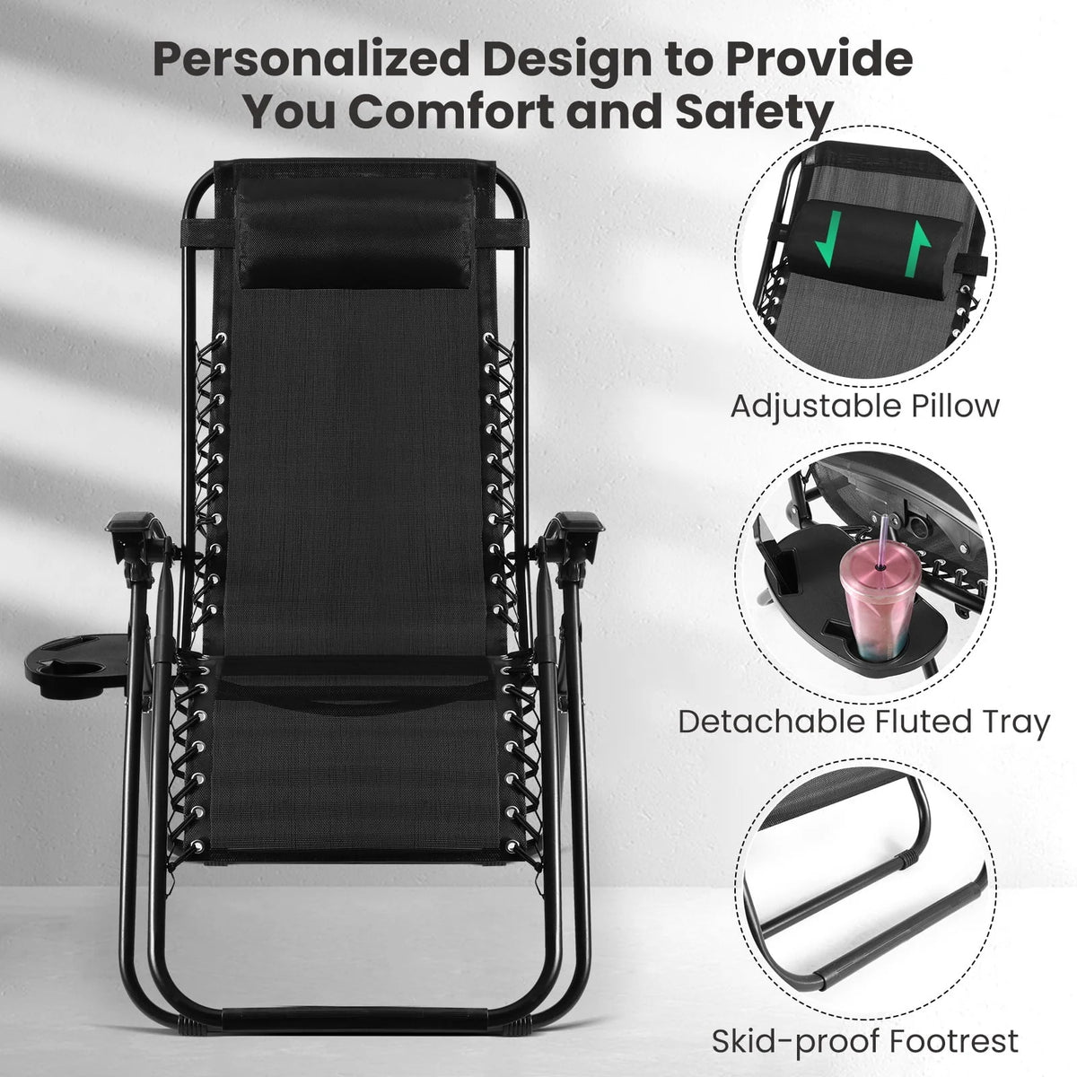 Set of 2 Black Zero Gravity Chair S59038