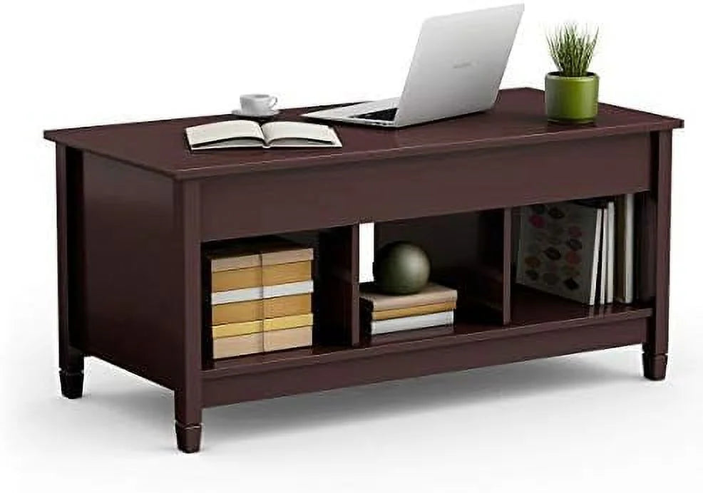 Espresso Lift Top Coffee Table with Hidden Compartment J8253