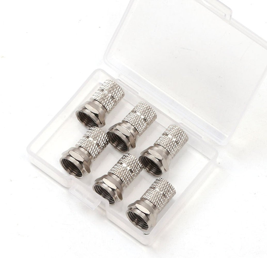 RG6 F-Type Twist-On Coaxial Cable Connector 6PCS Silver U865468