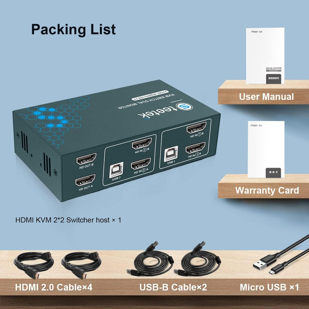 Dual Monitor 2 Port 4K@60Hz HDMI KVM Switch G324