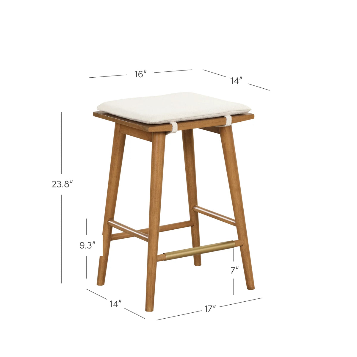 Counter Height Solid Wood Backless Barstool with Upholstered Cushion Z20848