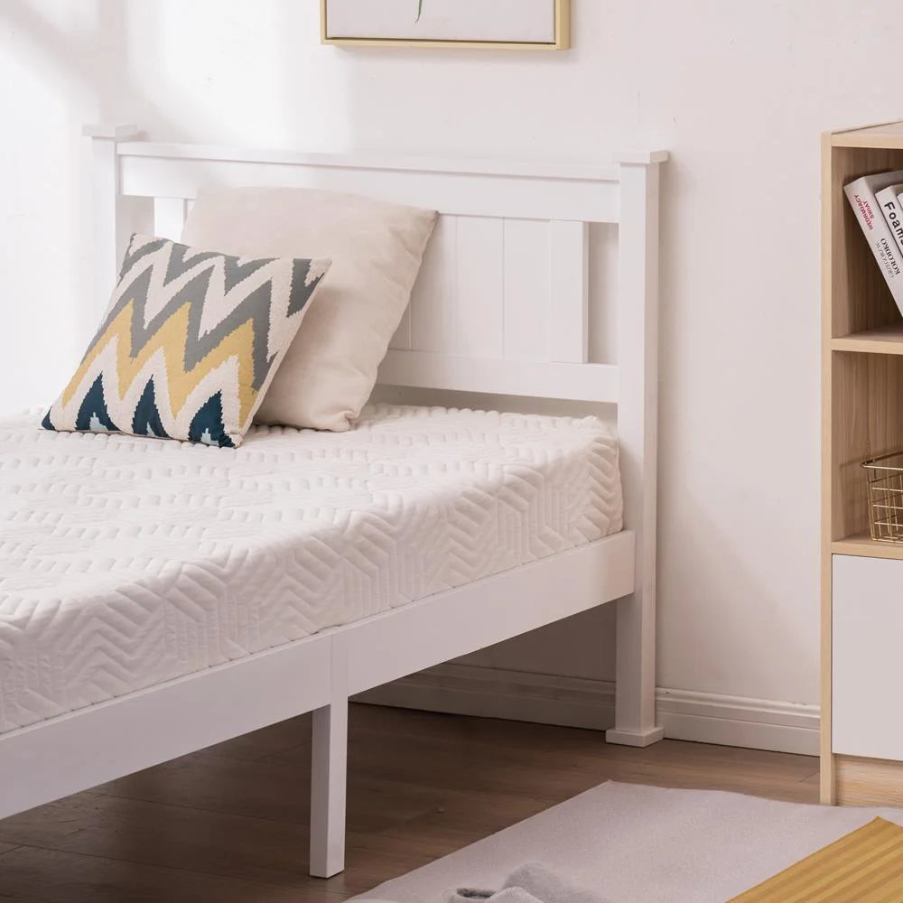 Gray Solid Pine Wood Twin Bed Frame with Headboard N784297