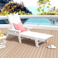 White Plastic Outdoor Chaise Lounge Chair with Adjustable Backrest I3455