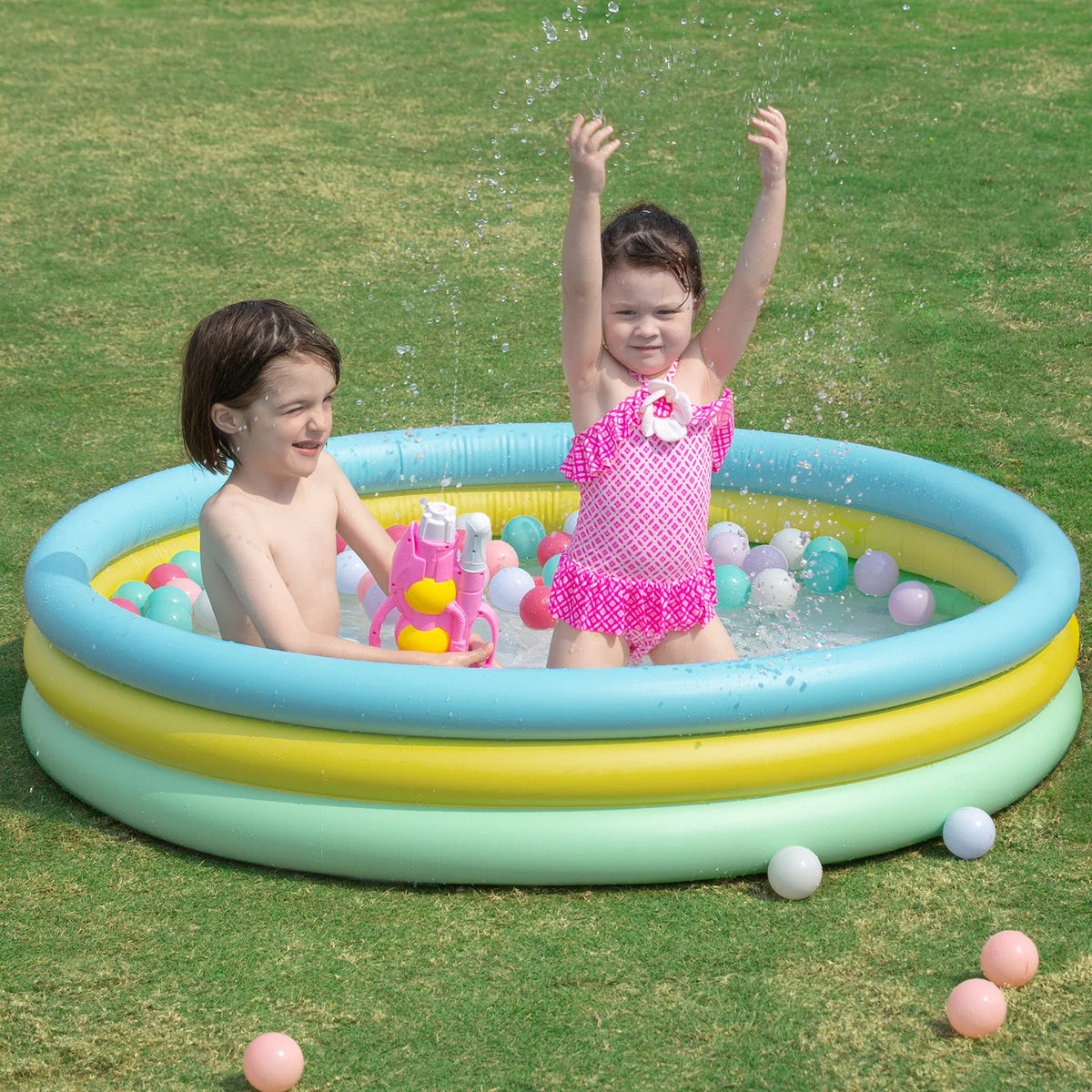 59'' x 13'' Inflatable 3 Rings Round Kiddie Pool V11995