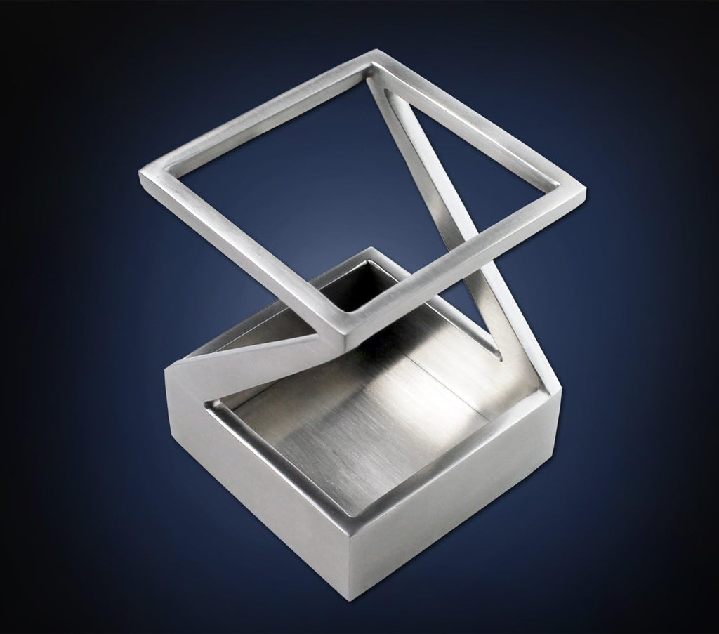 Modern Art Pen and Pencil Holder Stainless Steel Satin Finish Desktop Organizer A845407