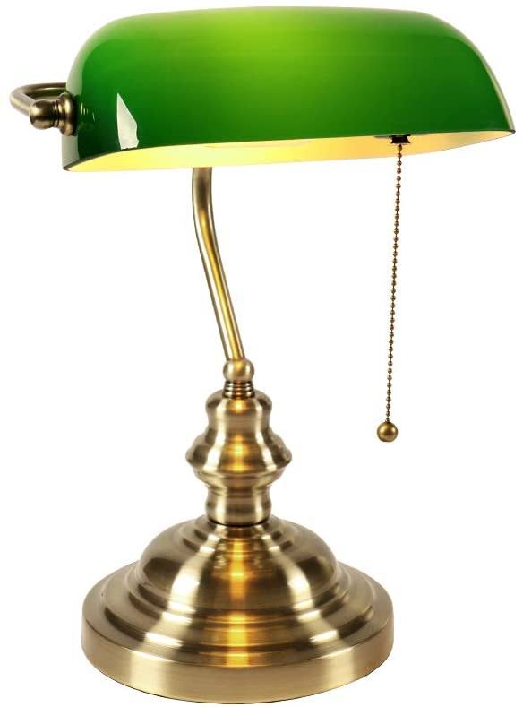 Green Glass Bankers Desk Lamp with Pull Chain C346865