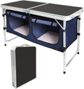 Folding Camp Table with Storage Organizer, Aluminum Lightweight Height Adjustable Y12902