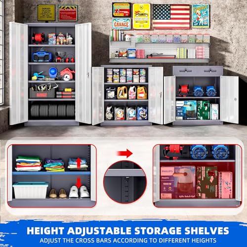 Metal Storage Cabinet with Wheels, 73" with Door and 4 Shelves, Black D19086