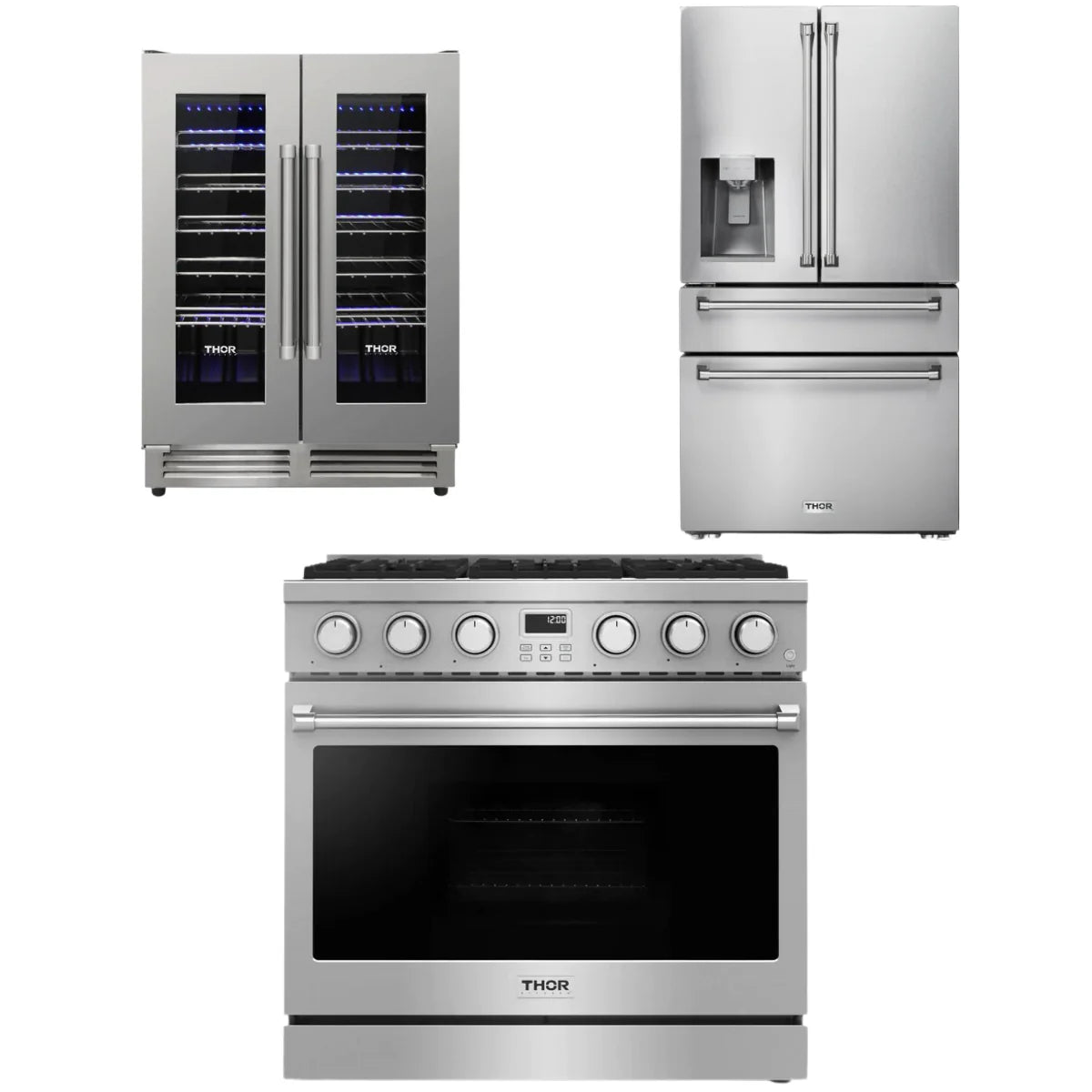36 Gas Range, Refrigerator and Wine Cooler P164578