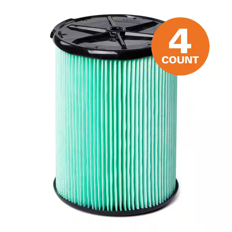 HEPA Pleated Paper Wet/Dry Vac Cartridge Filter 4-Pack Q5285