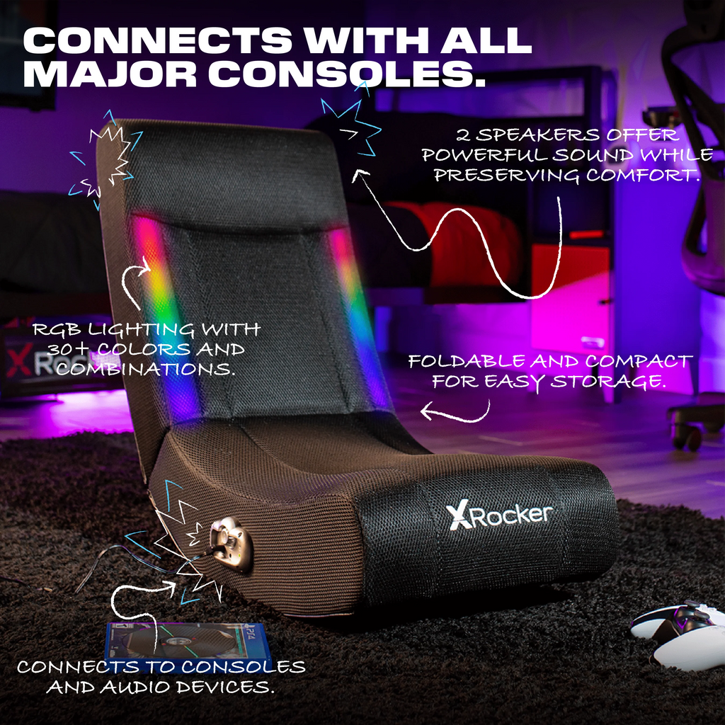 Black Mesh Floor Rocker Gaming Chair D3536