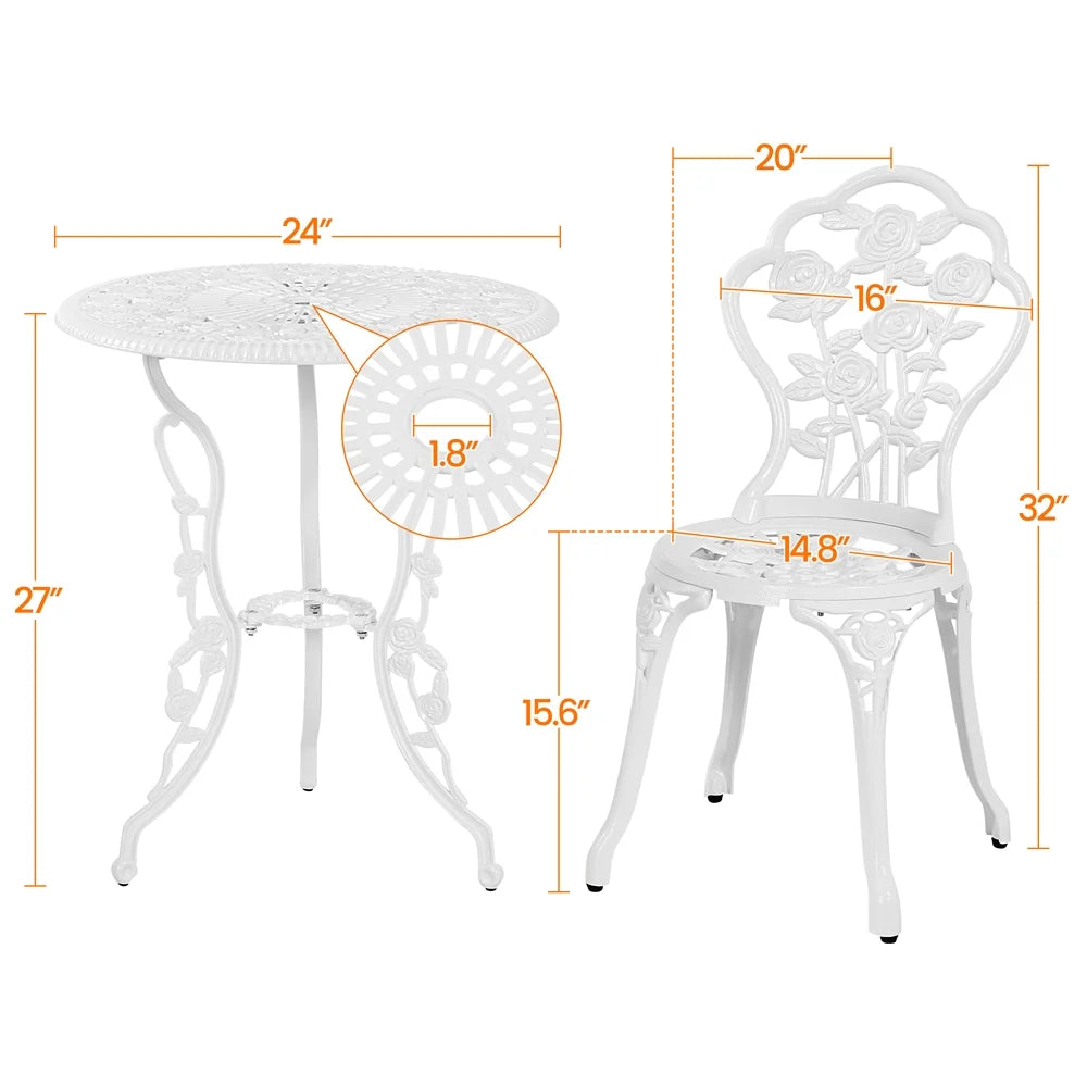 3 Piece Patio Bistro Table Set with Umbrella Hole Y637