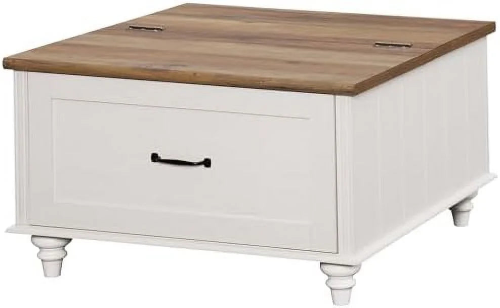 White Lift Top Coffee Table with Drawer Q443