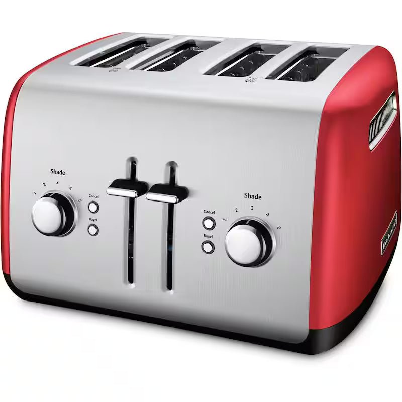 4-Slice Red Wide Slot Toaster with Crumb Tray C193014