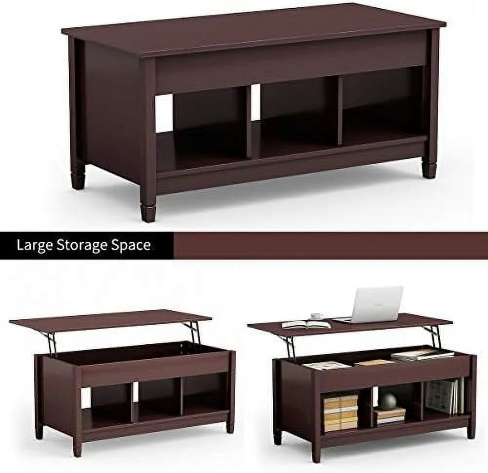 Espresso Lift Top Coffee Table with Hidden Compartment J8253