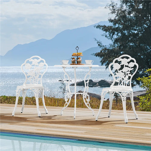 3 Piece Patio Bistro Table Set with Umbrella Hole Y637