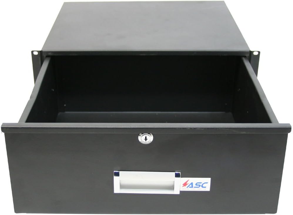 19 Rack Mount 4U Key Lock Drawer Black Z205368