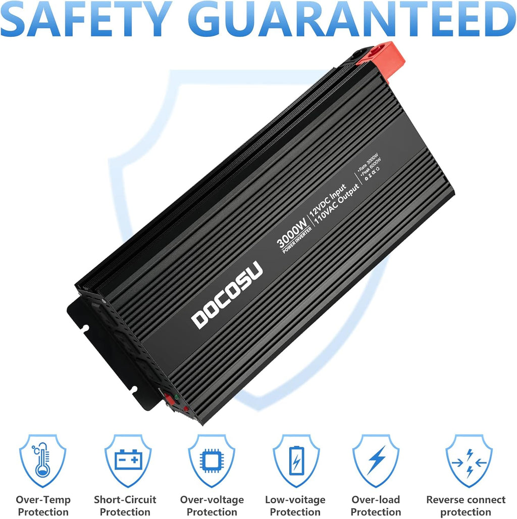 3000 Watt Power Inverter with 3 AC Outlets Modified Sine Wave M19084