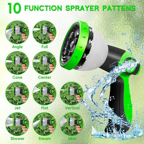 25 FT Non-Expandable Heavy-Duty Water Hose with 10-Function Nozzle G25070