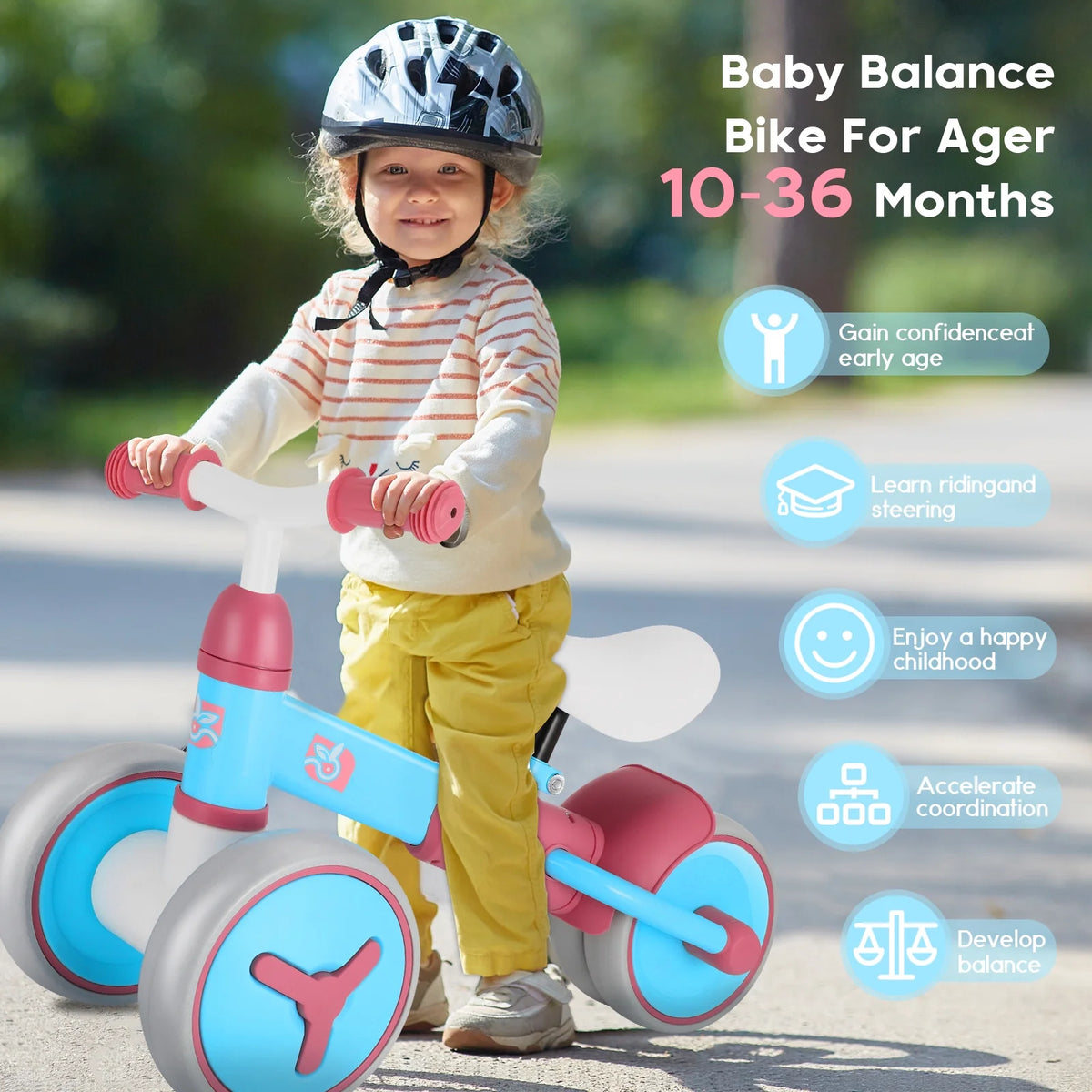 Baby Balance Bike with 4 Wheels W77023