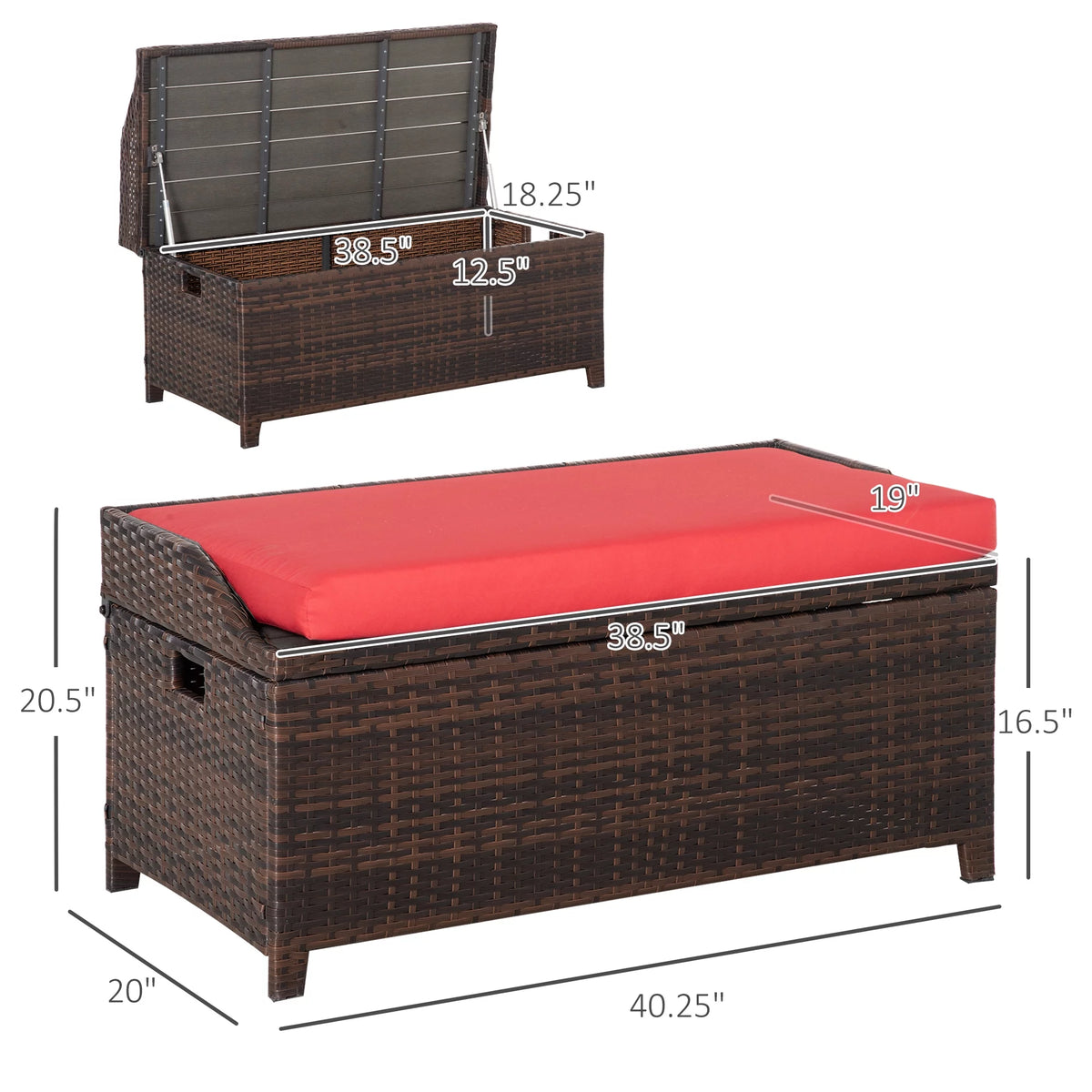 Red Wicker Storage Bench Q73886