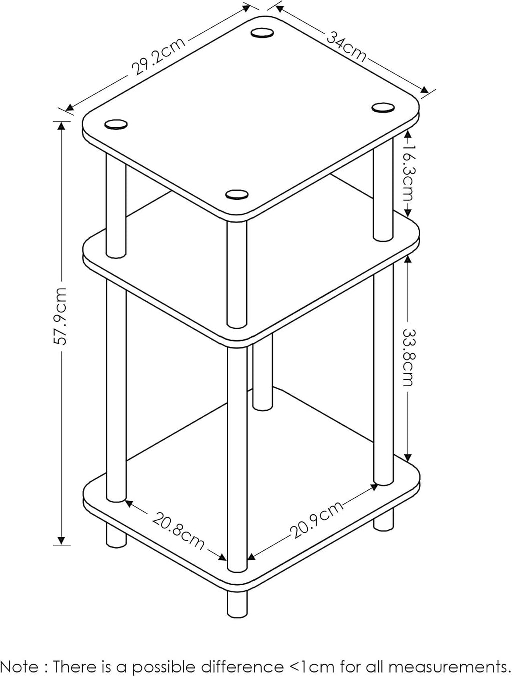 3-Tier End Table, 1-Pack P1878