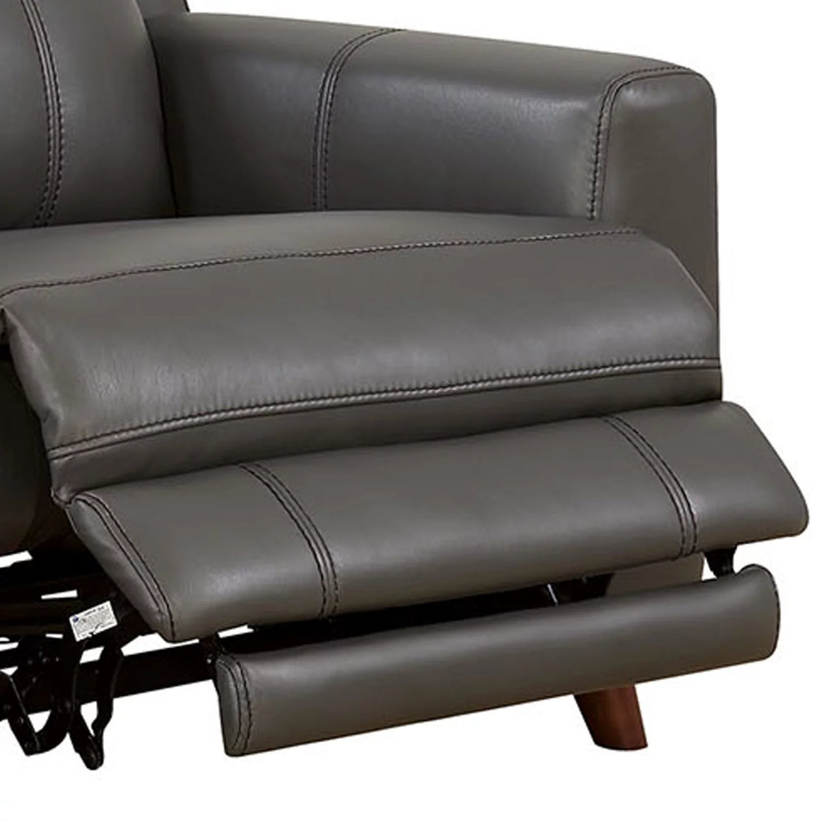 Gray Leather Gel Recliner Sofa with Power Outlet D5137