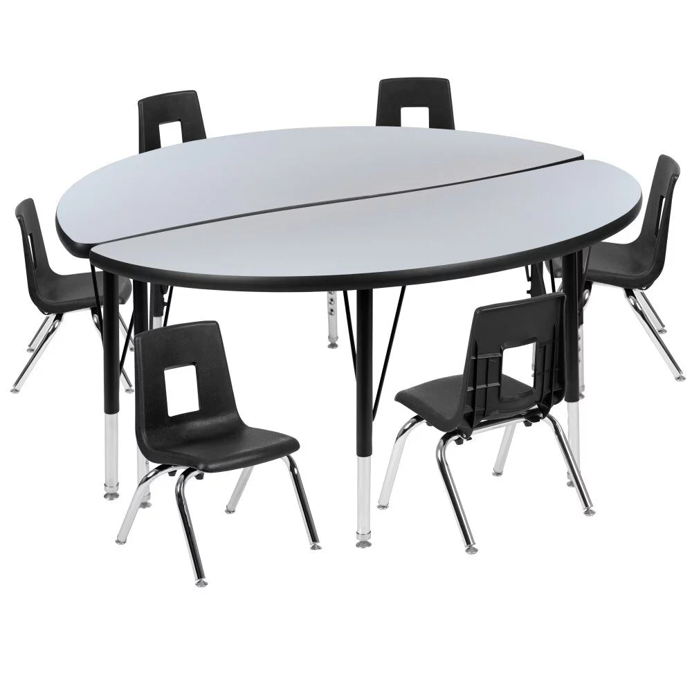 47.5" Grey Activity Table Set with Stack Chairs H6406