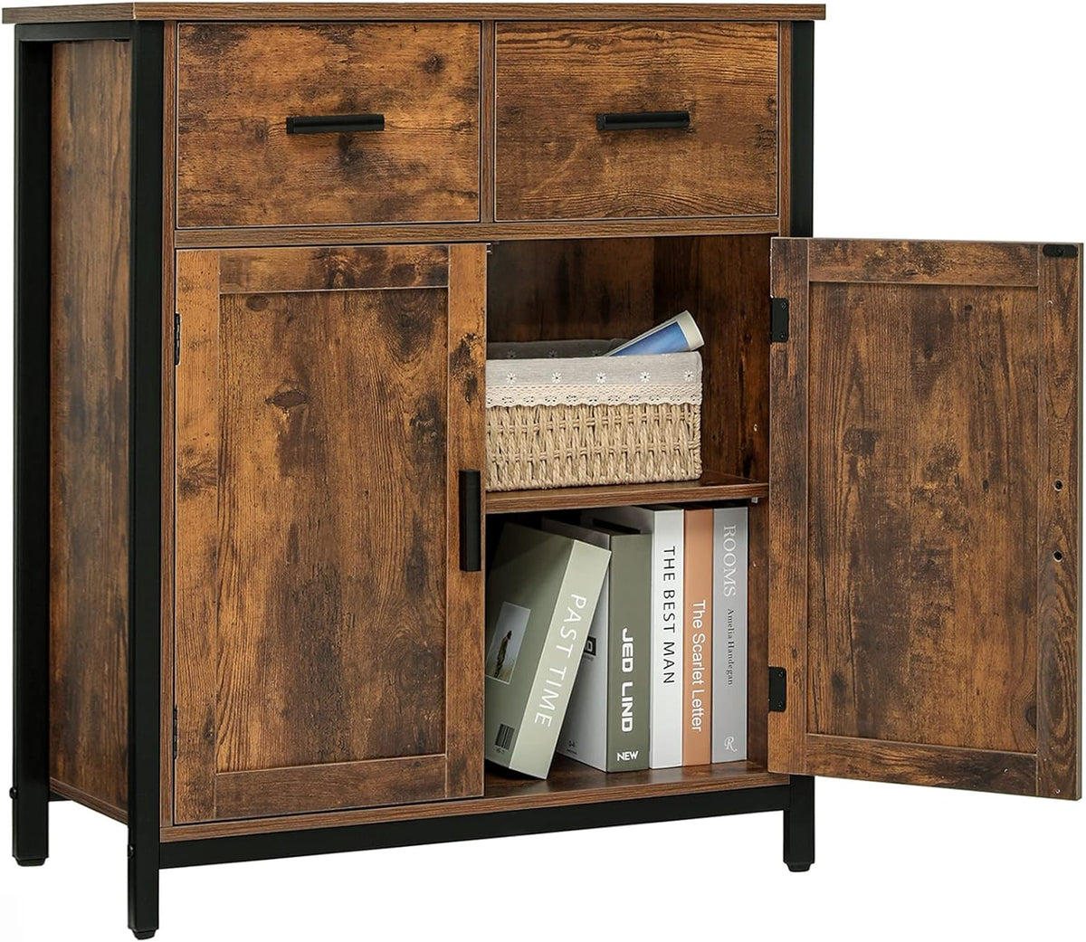 Industrial Floor Storage Cabinet with 2 Drawers and Doors L7445