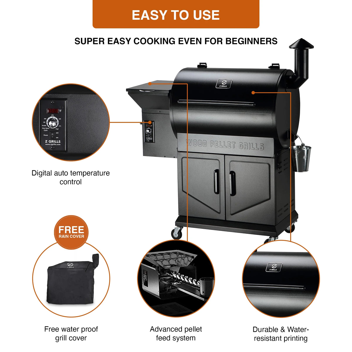 Black Pellet Grill & Smoker Y74130
