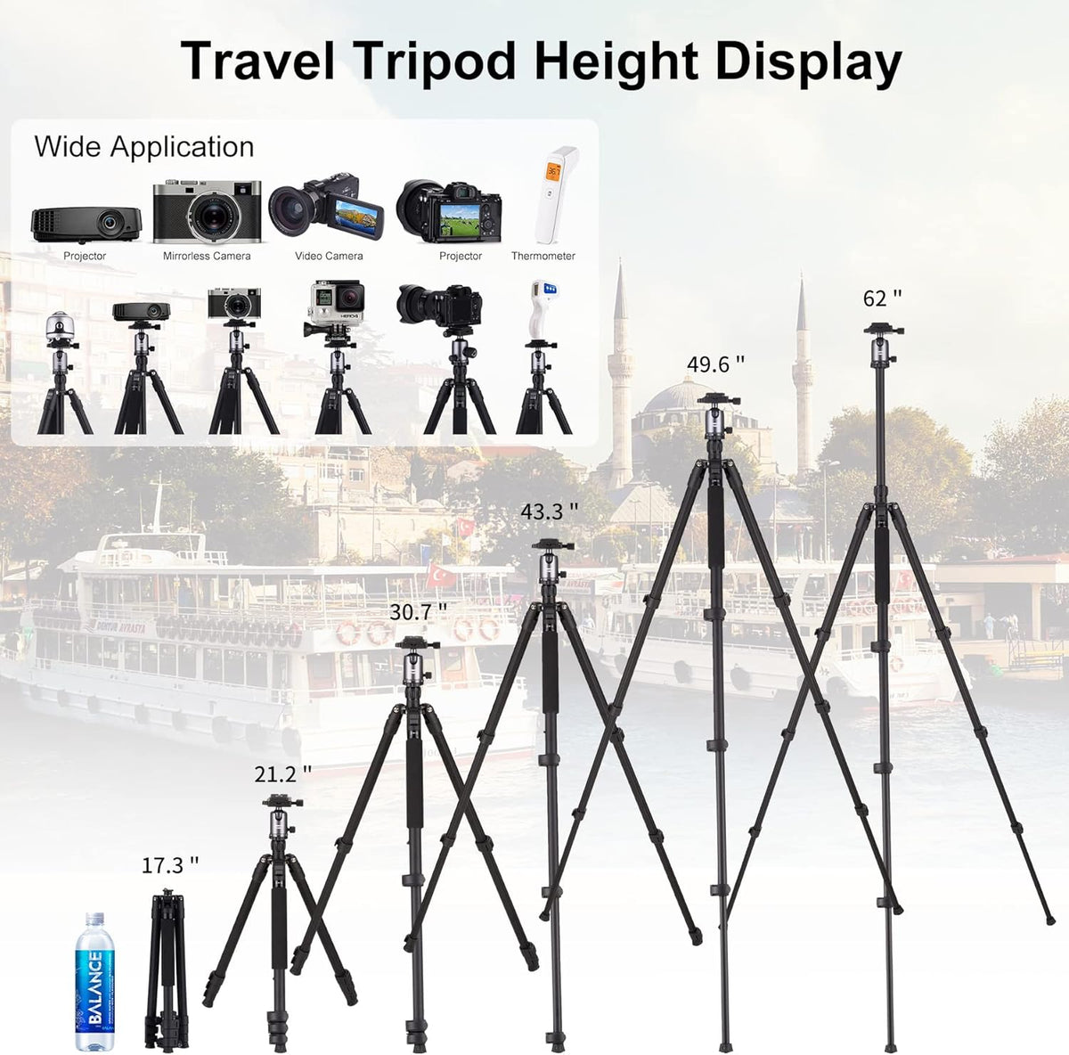 Compact Aluminum Camera Tripod with 360 Degree Ball Head Q284866