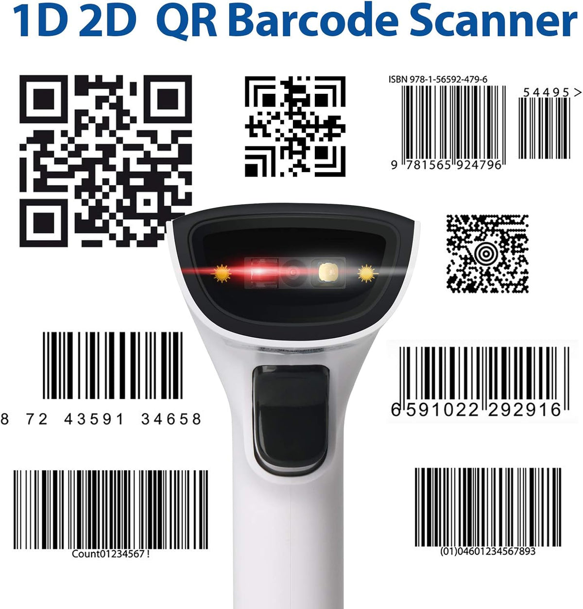 2D Bluetooth Barcode Scanner with Stand Pack of 2 I860614