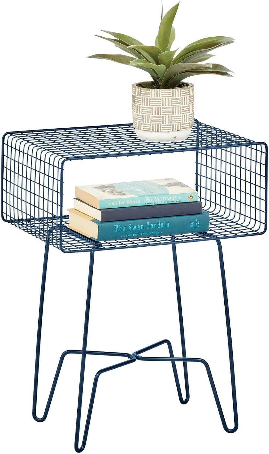 Light Pink 2-Tier Metal Side Table with Storage Shelf L496839